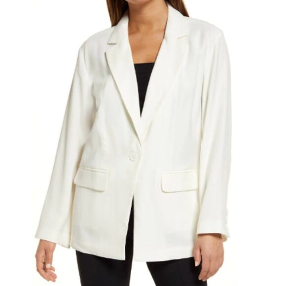 NEW OPEN EDIT NORDSTROM Women's Ivory Unstructured Blazer Size L - Picture 1 of 10